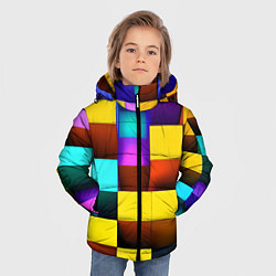 Куртка зимняя для мальчика Тетрис: вид сверху, цвет: 3D-черный — фото 2