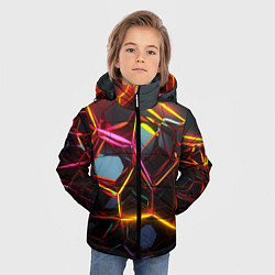 Куртка зимняя для мальчика Неоновые трубки абстракция, цвет: 3D-светло-серый — фото 2