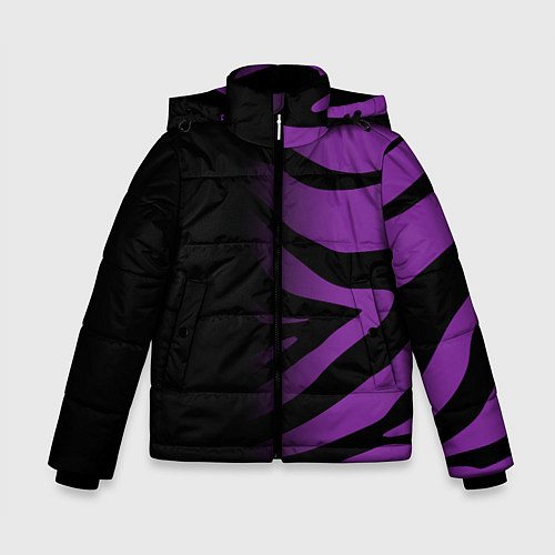 Зимняя куртка для мальчика Фиолетовый с черными полосками зебры / 3D-Черный – фото 1