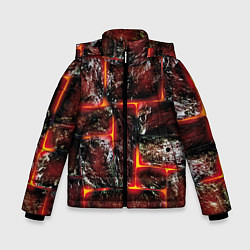 Куртка зимняя для мальчика Камни в пылающей лаве, цвет: 3D-черный