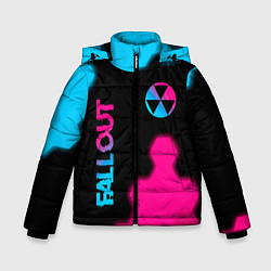 Куртка зимняя для мальчика Fallout - neon gradient: надпись, символ, цвет: 3D-черный