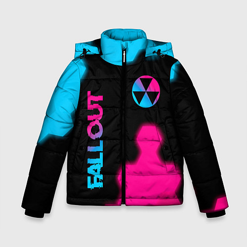 Зимняя куртка для мальчика Fallout - neon gradient: надпись, символ / 3D-Черный – фото 1