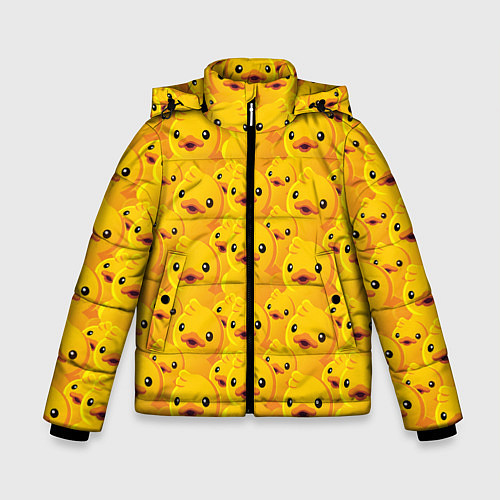 Зимняя куртка для мальчика Желтая резиновая уточка для ванны / 3D-Черный – фото 1