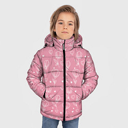 Куртка зимняя для мальчика Цветы и сердца паттерн, цвет: 3D-красный — фото 2