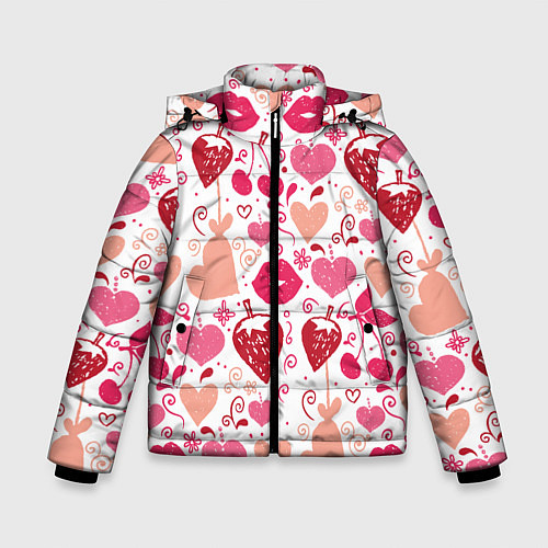 Зимняя куртка для мальчика Клубничная любовь / 3D-Красный – фото 1