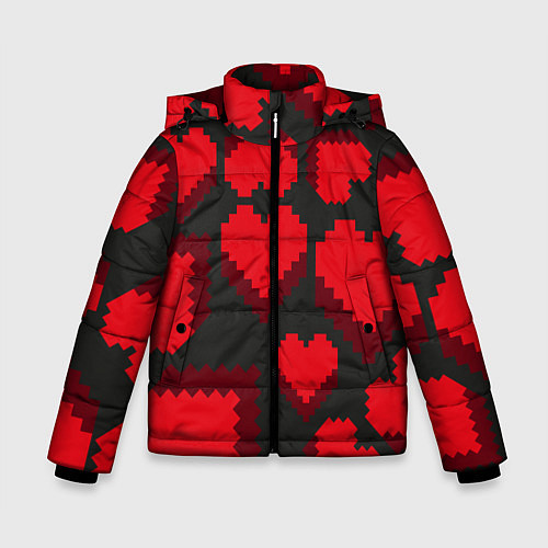 Зимняя куртка для мальчика Pixel hearts / 3D-Черный – фото 1