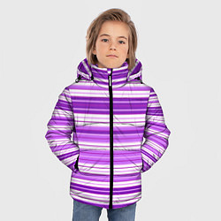 Куртка зимняя для мальчика Фиолетовые полосы, цвет: 3D-светло-серый — фото 2