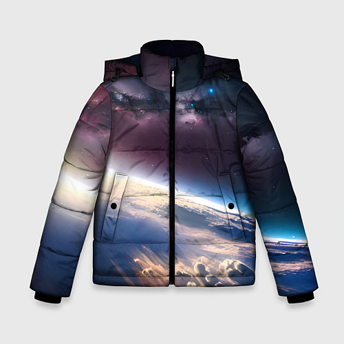 Зимняя куртка для мальчика Планета и космос / 3D-Черный – фото 1