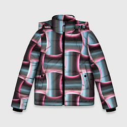 Куртка зимняя для мальчика Множество полурозовых изогнутых четырёхугольников, цвет: 3D-черный