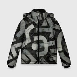 Куртка зимняя для мальчика Шрифтовые узоры, цвет: 3D-черный