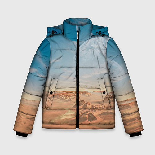 Зимняя куртка для мальчика Пустынная планета и спутник / 3D-Черный – фото 1