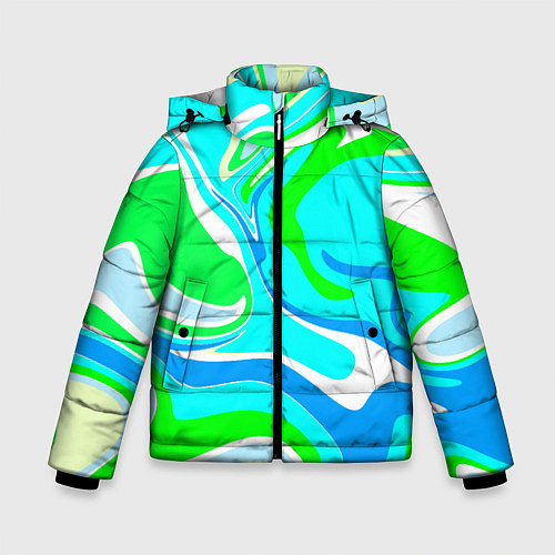 Зимняя куртка для мальчика Абстракция сине-зеленая / 3D-Черный – фото 1