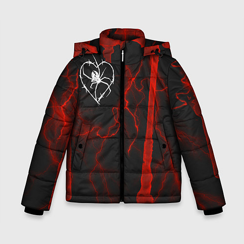 Зимняя куртка для мальчика Гранж, разводы и паук / 3D-Черный – фото 1