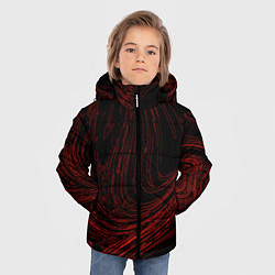 Куртка зимняя для мальчика Абстракция красные кривые линии на черном, цвет: 3D-черный — фото 2