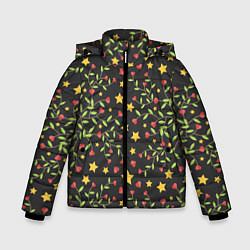 Куртка зимняя для мальчика Листочки и звёзды, цвет: 3D-светло-серый