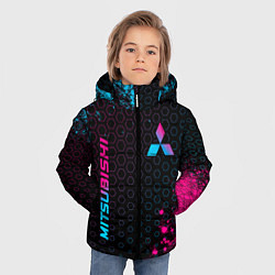 Куртка зимняя для мальчика Mitsubishi - neon gradient: надпись, символ, цвет: 3D-черный — фото 2