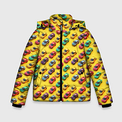 Куртка зимняя для мальчика Разноцветные машинки, цвет: 3D-черный