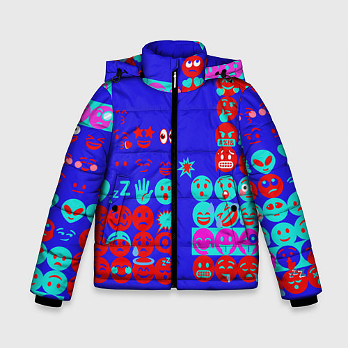 Зимняя куртка для мальчика Смайлы из чата / 3D-Красный – фото 1