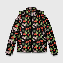 Куртка зимняя для мальчика Паттерн цветы и вишня, цвет: 3D-красный