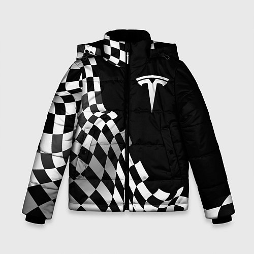 Зимняя куртка для мальчика Tesla racing flag / 3D-Черный – фото 1