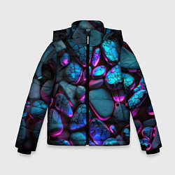 Куртка зимняя для мальчика Неоновые камни, цвет: 3D-черный