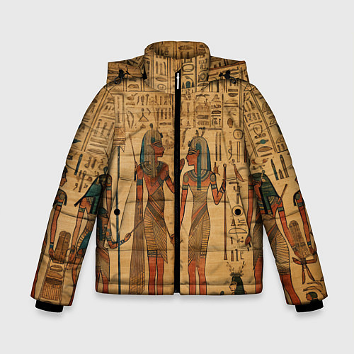 Зимняя куртка для мальчика Имитация папируса: арт нейросети / 3D-Черный – фото 1