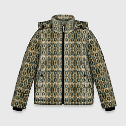 Куртка зимняя для мальчика Золотистые симметричные узоры, цвет: 3D-черный