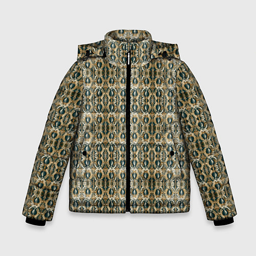 Зимняя куртка для мальчика Золотистые симметричные узоры / 3D-Черный – фото 1