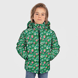 Куртка зимняя для мальчика Объемные цветочки, цвет: 3D-красный — фото 2