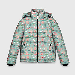 Куртка зимняя для мальчика Паттерн с корабликами, цвет: 3D-светло-серый