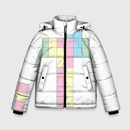 Зимняя куртка для мальчика Тетрис буква т падающие блоки / 3D-Черный – фото 1