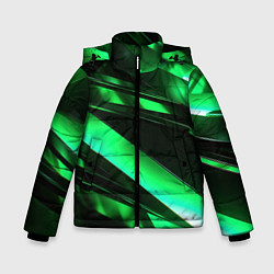 Куртка зимняя для мальчика Зеленая неоновая абстракция, цвет: 3D-красный