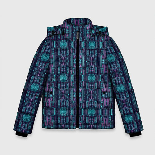 Зимняя куртка для мальчика Розово-фиолетовый киберпанк / 3D-Черный – фото 1