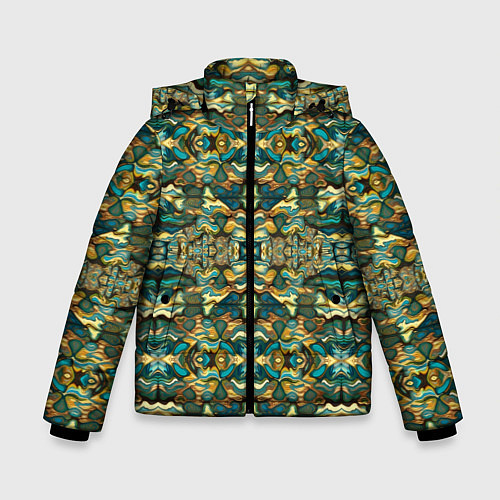 Зимняя куртка для мальчика Мозаика из самоцветов / 3D-Черный – фото 1