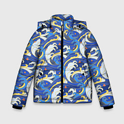 Зимняя куртка для мальчика Японский традиционный узор волн