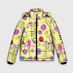 Куртка зимняя для мальчика Фиолетовый цветник, цвет: 3D-светло-серый