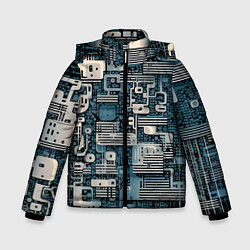 Куртка зимняя для мальчика Механическая конструкция паттерн, цвет: 3D-светло-серый