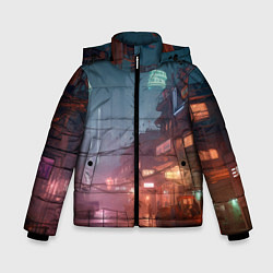 Зимняя куртка для мальчика Киберпанк город будущего