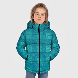 Куртка зимняя для мальчика Клетка бирюзовый, цвет: 3D-светло-серый — фото 2