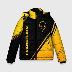 Куртка зимняя для мальчика Evangelion - gold gradient: надпись, символ, цвет: 3D-черный