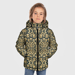 Куртка зимняя для мальчика Объемный золотой цветочный узор, цвет: 3D-черный — фото 2