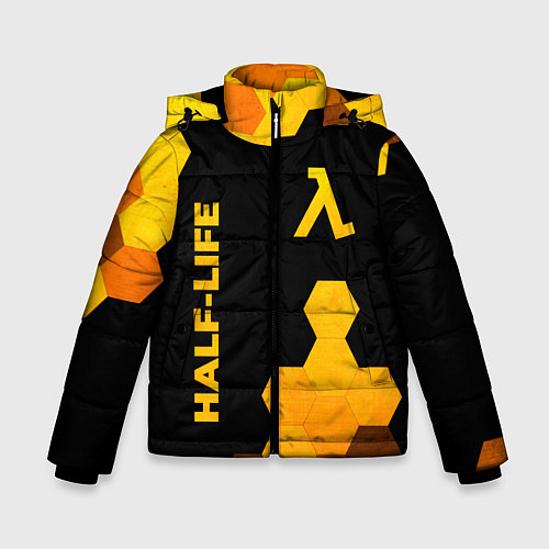 Зимняя куртка для мальчика Half-Life - gold gradient: надпись, символ / 3D-Черный – фото 1