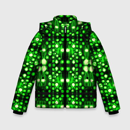 Зимняя куртка для мальчика Ярко-зелёный точечный узор / 3D-Черный – фото 1