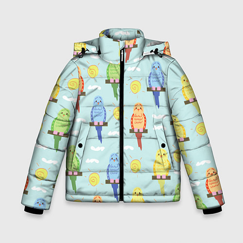 Зимняя куртка для мальчика Попугайчики / 3D-Черный – фото 1