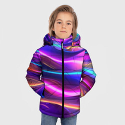 Куртка зимняя для мальчика Неоновые волны, цвет: 3D-красный — фото 2