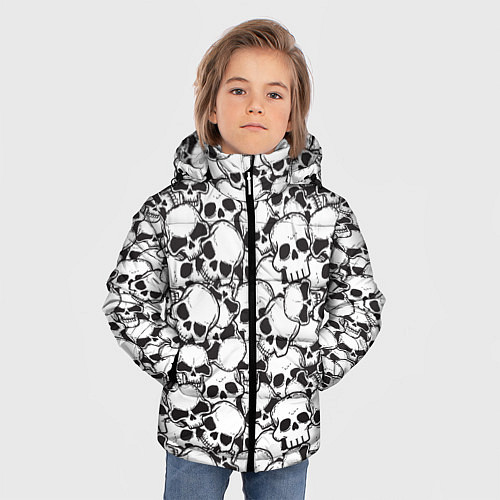Зимняя куртка для мальчика Черепа - смерть / 3D-Светло-серый – фото 3