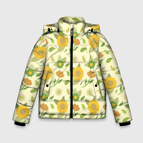 Зимняя куртка для мальчика Цветы лета / 3D-Черный – фото 1