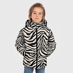 Куртка зимняя для мальчика Полосатая шкура зебры, белого тигра, цвет: 3D-черный — фото 2