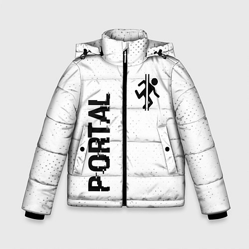 Зимняя куртка для мальчика Portal glitch на светлом фоне: надпись, символ / 3D-Черный – фото 1