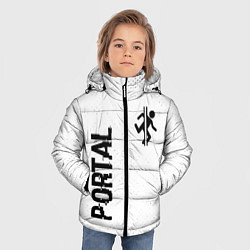 Куртка зимняя для мальчика Portal glitch на светлом фоне: надпись, символ, цвет: 3D-черный — фото 2